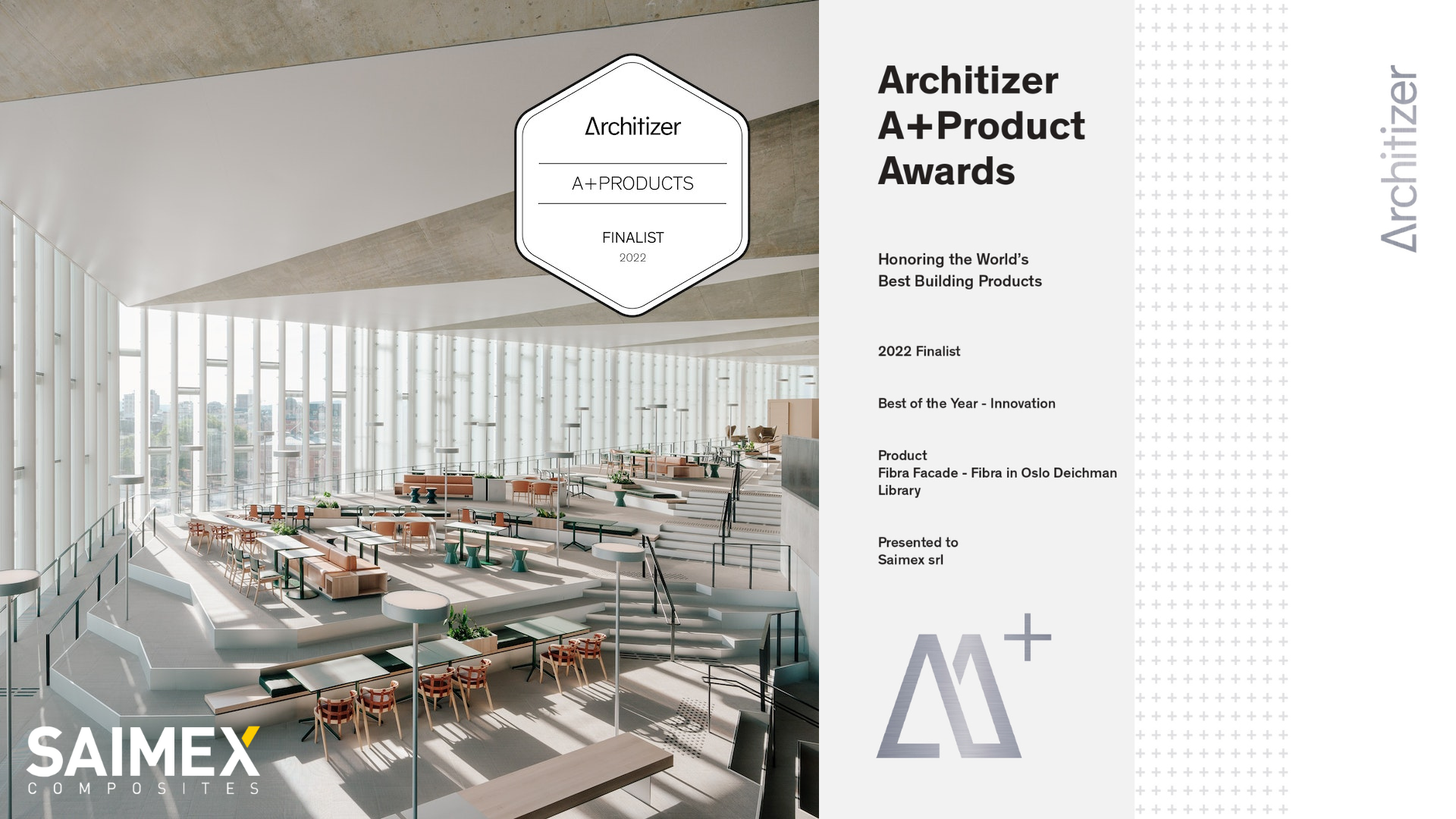 Saimex Srl - Architizer Finalist award